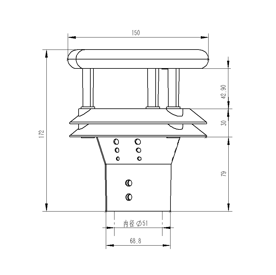 防爆風(fēng)速風(fēng)向儀產(chǎn)品尺寸圖